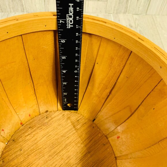 Rustic Wooden Bushel Basket Storage Handles Farmers Market Home Cabin Decor 11" - Picture 8 of 9